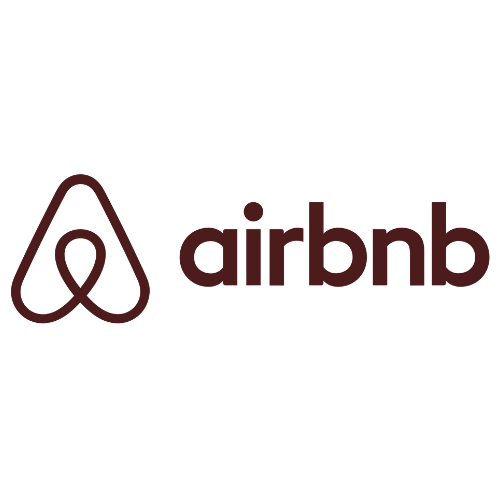 Airbnb logo with stylized "A" symbol and text.